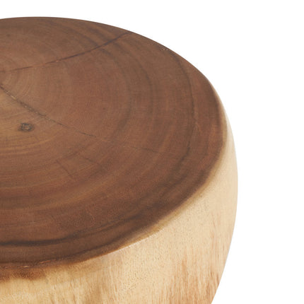 Tapti Solid Wood Side Table with Open Storage Sculptural Organic Modern Accent Table for Living Room & Bedroom - Uber Decor