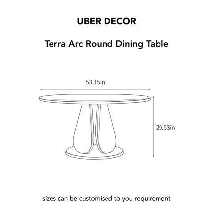 Terra Arc Round Dining Table Japandi Mid Century Modern Design Solid Wood Pedestal Legs