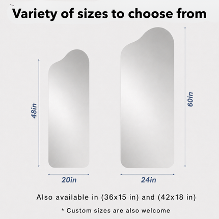 Tesso Frameless Full Length Arched Floor Mirror for Bedroom - Uber Decor