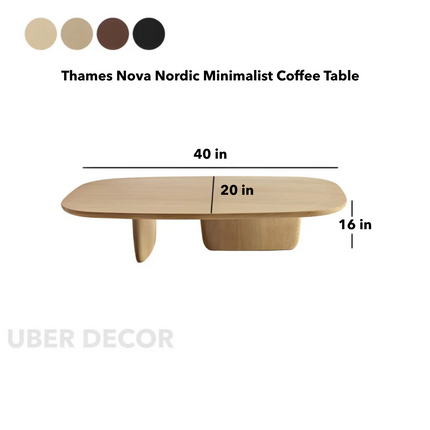 Thames Nova Nordic Minimalist Coffee Table with Solid Walnut Top Wooden Legs Matte Finish Luxury Modern Decor for Living Room - Uber Decor