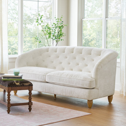 Nestrel Rolled‑Back 3‑Seater Tufted Sofa – Traditional American Modern Couch for Living Room - Uber Decor