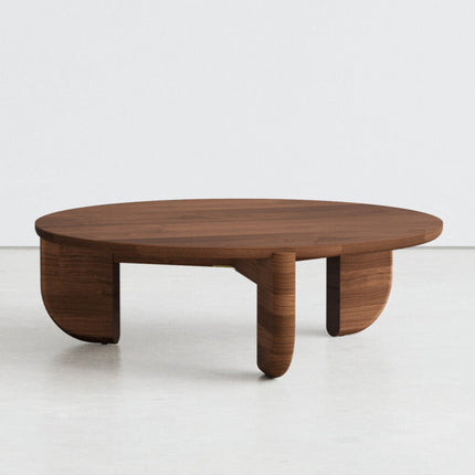 Ob Sculptural Mid Century Japandi Coffee Table with Organic Round Solid Wood Top and Cylindrical Legs for Living Room - Uber Decor