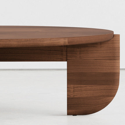Ob Sculptural Mid Century Japandi Coffee Table with Organic Round Solid Wood Top and Cylindrical Legs for Living Room - Uber Decor