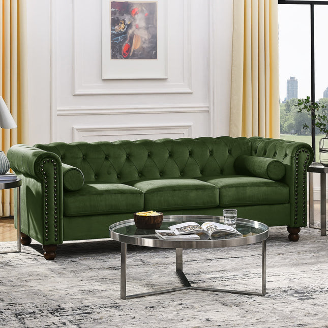 Arbeloa Traditional 3‑Seater Chesterfield Curved Sofa – Luxury Couch for Living & Lounge Areas - Uber Decor