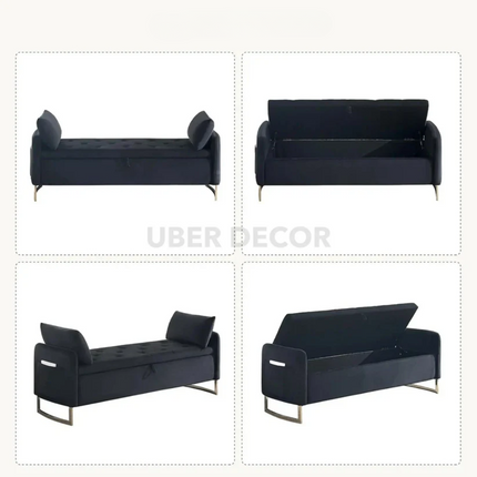 Norelle Contemporary Luxe Flip Top Storage Bench – Modern American-Inspired King Bed Companion for Bedroom & Lounge - Uber Decor