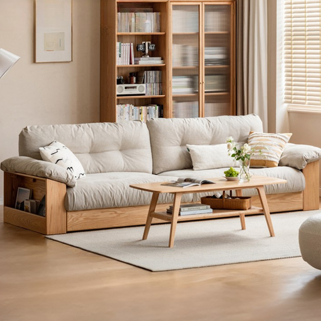 Juneau Wooden Sofa Modern Rustic Couch with Deep Cushions for Living Room
