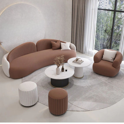 Bristol Luxury Modern Curved Sofa with Channel Tufted Backrest Customisable Designer Couch for Living Room