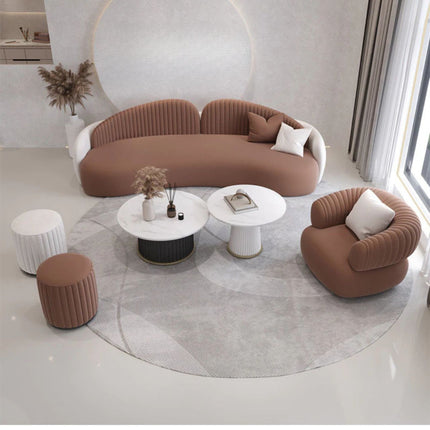 Bristol Luxury Modern Curved Sofa with Channel Tufted Backrest Customisable Designer Couch for Living Room