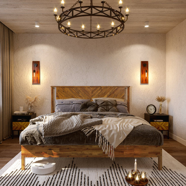 GrainMuse Geometric Headboard Bed Frame – Sculpted for Statement Spaces - Uber Decor