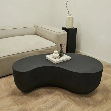 Rokel Wabi-Sabi Organic Sculpt Coffee Table – Japandi Minimalist Ribbed Center Table for Luxury Living Room