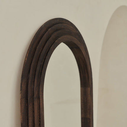 Ruby Arched Layered Wood Wall Mirror – Elegant Full-Length Mirror for Entryway & Living Room - Uber Decor