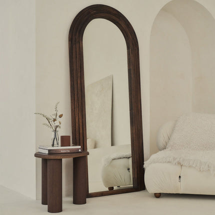 Ruby Arched Layered Wood Wall Mirror – Elegant Full-Length Mirror for Entryway & Living Room - Uber Decor