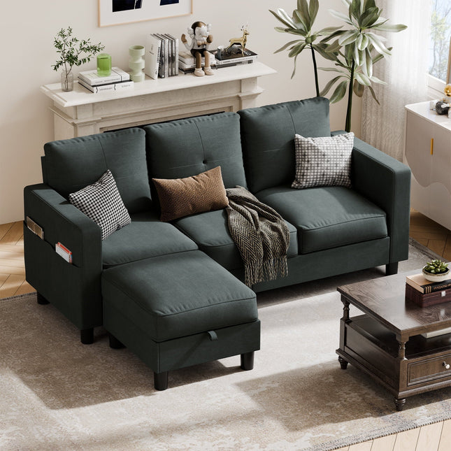 ZyraFlex Sofa Set with Chaise, Storage & Side Pockets – Customisable Modular Design - Uber Decor