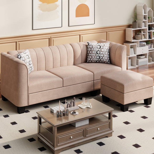 Casablanca 78" Sectional Sofa- Small 3-Seat L Shaped Convertible Sofa Couch with Chaise for Small Spaces - Uber Decor