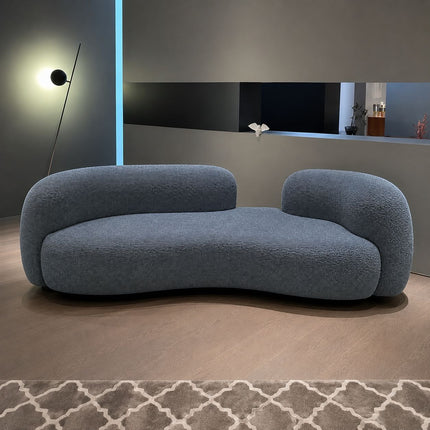 SkyHaven 106″ Cloud Lounge Sofa – Ready to Ship in Dull Blue Waffle-Textured Boucle Fabric for Living Room