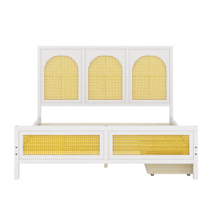 TeakTide Arched Rattan Panel Customisable Bed for Modern Boho Bedrooms - Uber Decor