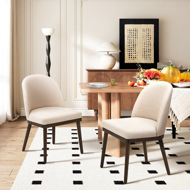 Evara Modern Dining Chair Set of 2 Mid Century Design Solid Wood Legs Custom Made Ideal for Dining Room Kitchen Dining Area - Uber Decor