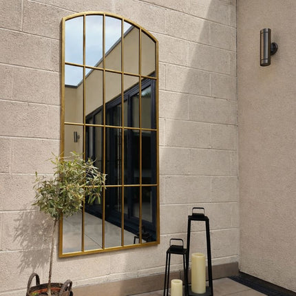 ReflectBow- Soft Arched Top Full Length Window Style Metal Framed Large Size Mirror for, Bedroom, Living Room or Outdoor