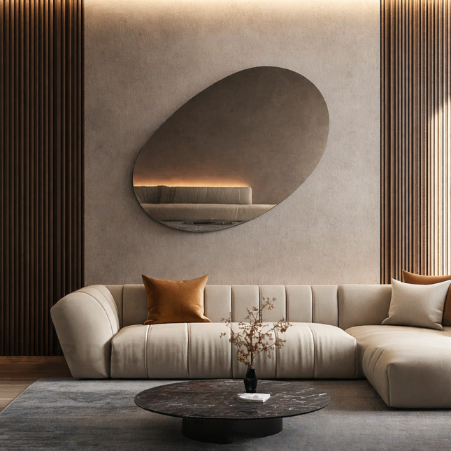 Timeless Ellipse Frameless Modern Oval Wall Mirror for Living Room - Uber Decor