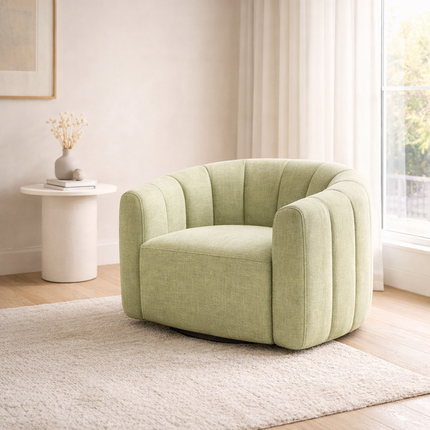 Serenity Curve Wabi-Sabi Mid-Century Japandi Lounge Chair – Minimalist Accent Chair for Living Room