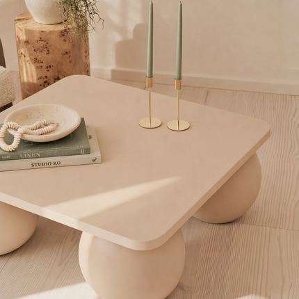 Zambezi Coffee Table Modern Contemporary Sculptural Designer Center Table Custom Finish Sphere Base Statement Table for Artistic Living Space