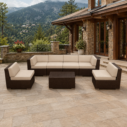 Coastava Modular Sectional Sofa Set with Center Table Outdoor Seating for Decks, Patios & Waterfront Terraces