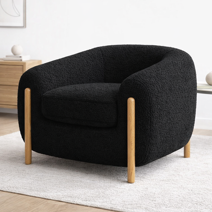 Tayra Accent Chair- Cute Oversized Upholstered Barrel Chair with Extra Depth and Height Seating