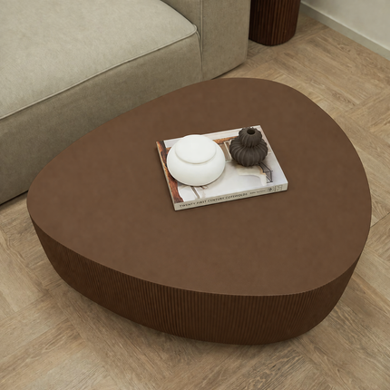 Yazoo Coffee Table Modern Art Deco Contemporary Luxe Inspired Designer Center Table Solid Wood PU Finish Ribbed Statement Table for Premium Lounge