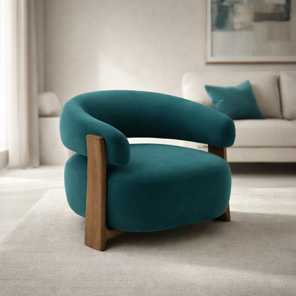 Tranquil Arc Living Room Chair Mid Century Modern American Inspired Solid Wood Frame Fixed Base Contemporary Chair Lounge and Bedroom