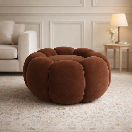 Pumpkin Hue Ottoman Stool Chair - Soft Stool Footrest for Living Room - Uber Decor