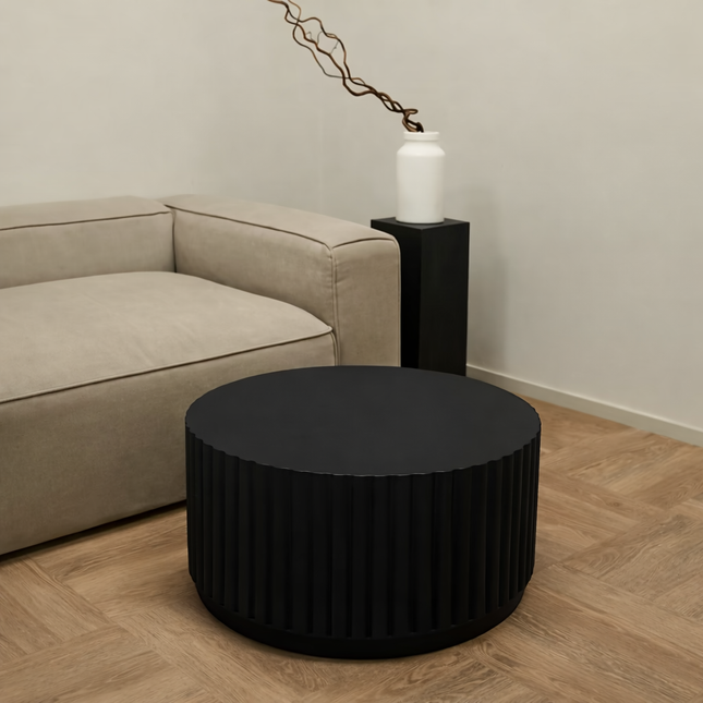 Faro Coffee Table Modern Contemporary Coastal Luxe Inspired Designer Center Table Custom Finish Ribbed Statement Table for Relaxed Living Area