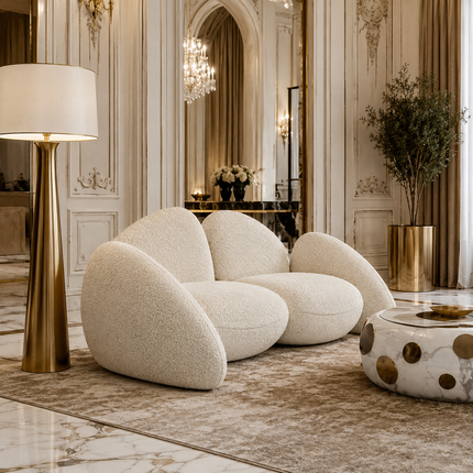 Rumi Modern Wabi Sabi Pebble Sofa, Luxury Sculptural Sofa for Living Room, Lounge Area, Bedroom, Waiting Space