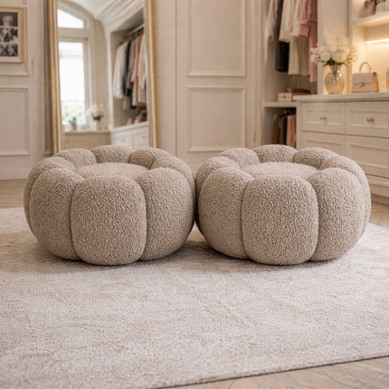 Pumpkin Hue Ottoman Stool Chair - Soft Stool & Footrest for Living Room or Bedroom Modern Living Room Furniture