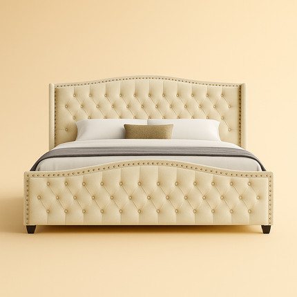 Serenabelle Wingback Bed – Heritage-Inspired Bedroom Classic - Uber Decor