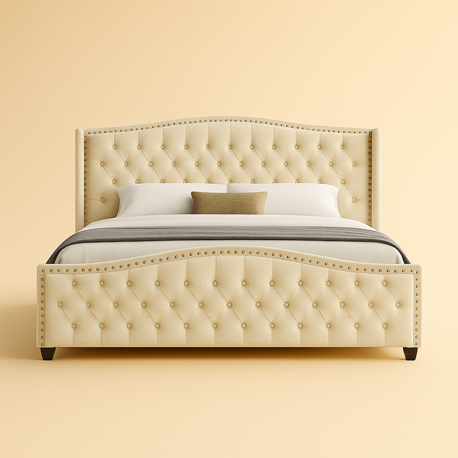 Serenabelle Wingback Bed – Heritage-Inspired Bedroom Classic - Uber Decor