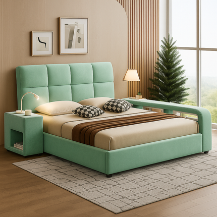 Slumber Edge Contemporary Curved Platform Bed with Storage – Modern Bedroom Essential - Uber Decor