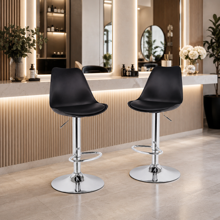 Ruvo Adjustable Hydraulic Bar Stool Modern Counter Chair Mid Century Contemporary Kitchen Island Breakfast Bar Cafe Pub Seating