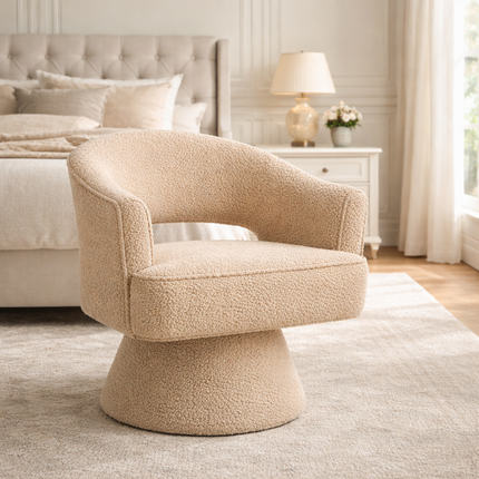 Ravelle Modern U-Back Accent Chair - 360 Revolving Swivel Barrel Armchair - Uber Decor