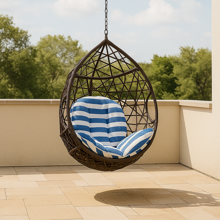 CoastNest Wabi-Sabi Cocoon Swing Chair – Japandi Coastal Organic Outdoor & Terrace Swing Chair