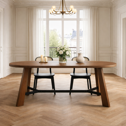 Terren Form Oval Dining Table Mid Century Scandinavian Design Angled Legs Ideal for Dining Room Conference Table or Home Office Desk