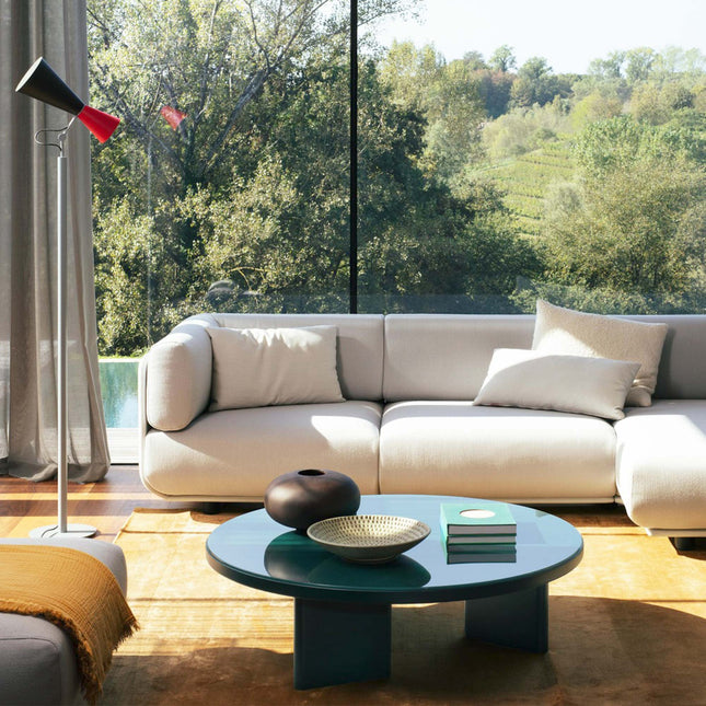 Potomac Modern Round Minimalist Glossy Center Table with Three-Panel Base for Living Room - Uber Decor