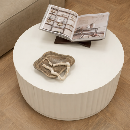 Faro Coffee Table Modern Contemporary Coastal Luxe Inspired Designer Center Table Custom Finish Ribbed Statement Table for Relaxed Living Area