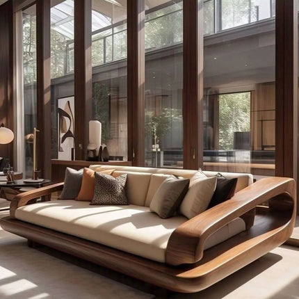 Toronto Luxury Wooden Sofa Sculptural Modern Couch for Living Room