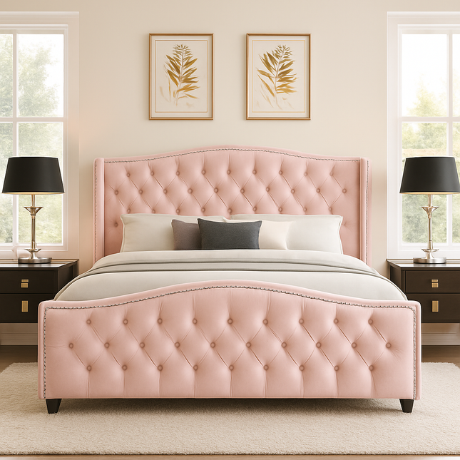Serenabelle Wingback Bed – Heritage-Inspired Bedroom Classic - Uber Decor