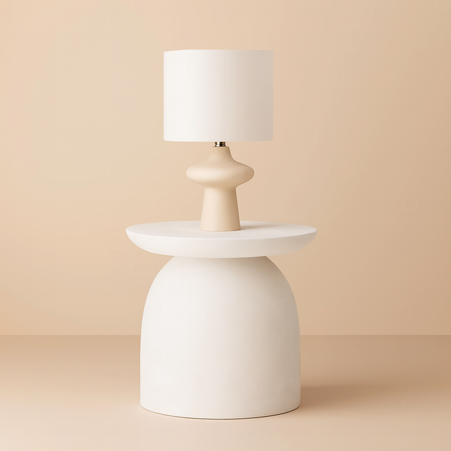 Alba Dome – Custom White Sculptural Dome Base Side Table in Japandi Scandinavian Mid Century Modern Style for Living Room or Bedroom - Uber Decor