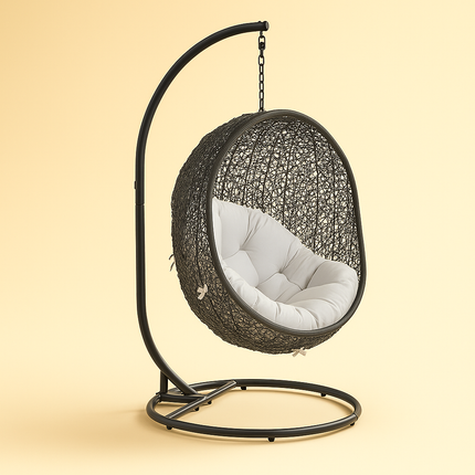 FernCove Cocoon Swing Chair – Textured Organic Woven Hanging Chair for Garden, Terrace & Study | Uber Decor