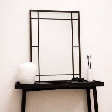 LumeView- Window Pane Style Rectangle Metal Framed Mirror for Dining Area, Foyer or Living Room