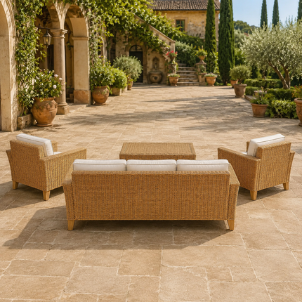 Sunavera Sofa & Chair Set with Center Table Coastal Outdoor Seating for Garden Terraces, Verandas & Poolside Decks