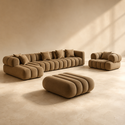Miami Modular 7-Seater Sectional Sofa Japandi Contemporary Bubble Sofa for Living Room & Lounge