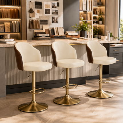 Nori Modern Bar Stool with Hydraulic Lift for Kitchen Island Home Bar Breakfast Counter Contemporary Counter Seating